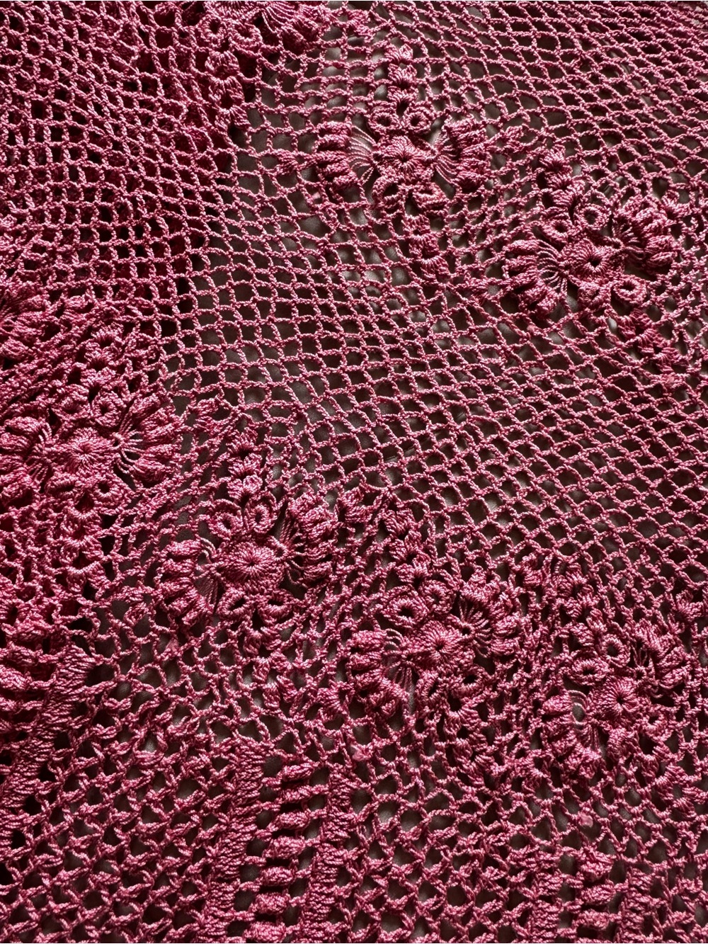 Vintage Pink Crochet Openwork Short-Sleeve Cardigan - Picture 3 of 7